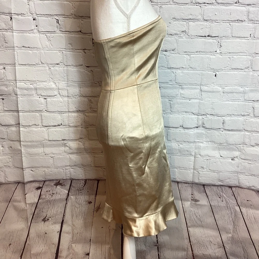 STELLA MCCARTNEY STRAPLESS KNEE LENGTH DRESS CHAMPAGNE NWT SZ MED - Picture 6 of 14